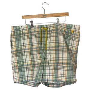 Lands' End Pastel Plaid Board Shorts Men's L 36-38 Nylon Meshed Lined Trunks